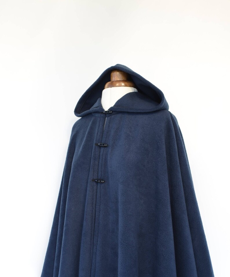 Long Black Hooded Cape Polar Fleece Poncho Medieval Style Etsy