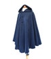 Navy Blue Cape Coat, Women's Hooded Cloak, Blue Hooded Poncho Jacket 