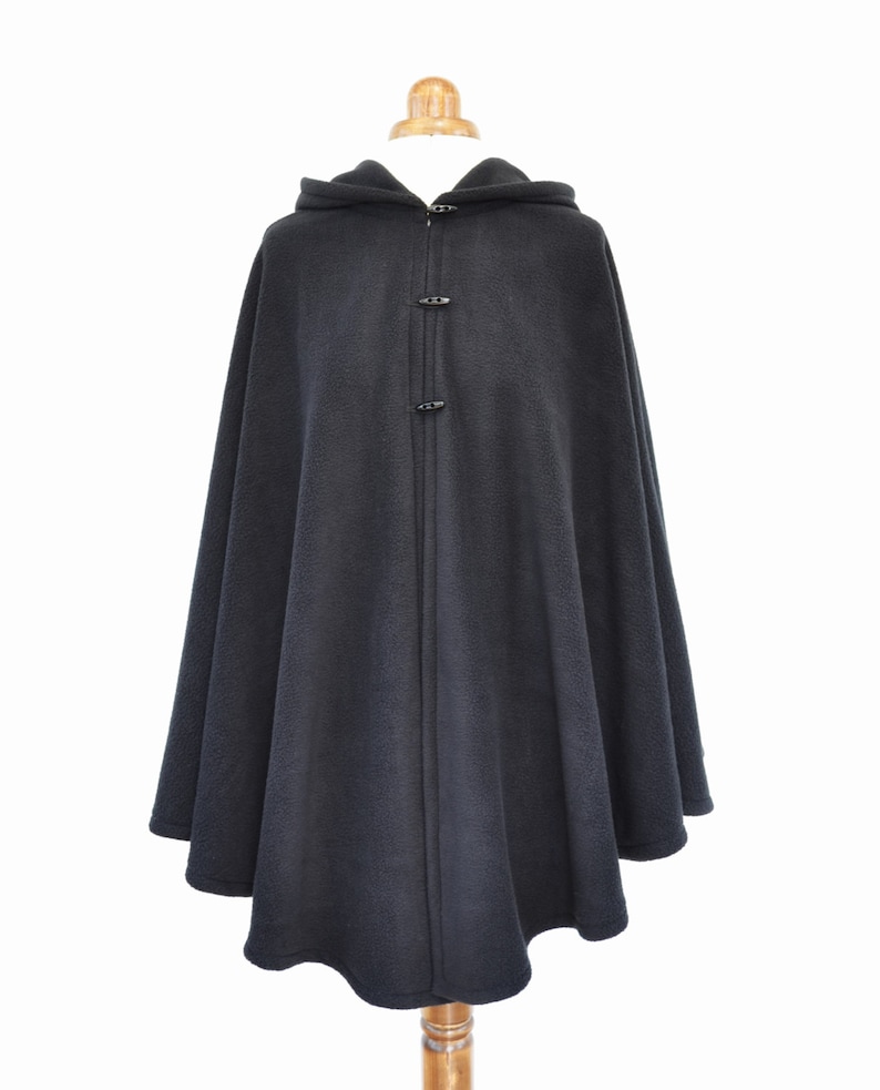 Womens' Black Handmade Cape, Black Hooded Cloak, Plus Size or Standard Size Cape Coat, Hooded Poncho image 2