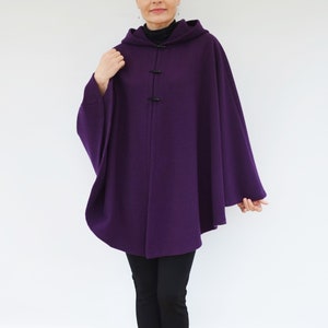 Burgundy or Red Hooded Cloak, Soft Fleece Cape Coat for Women Plus Size or Standard Size, Handmade in Scotland image 8