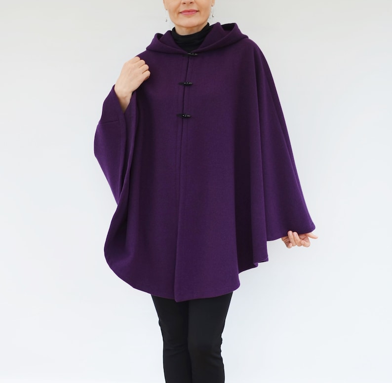 Burgundy or Red Hooded Cloak, Soft Fleece Cape Coat for Women Plus Size or Standard Size, Handmade in Scotland image 8