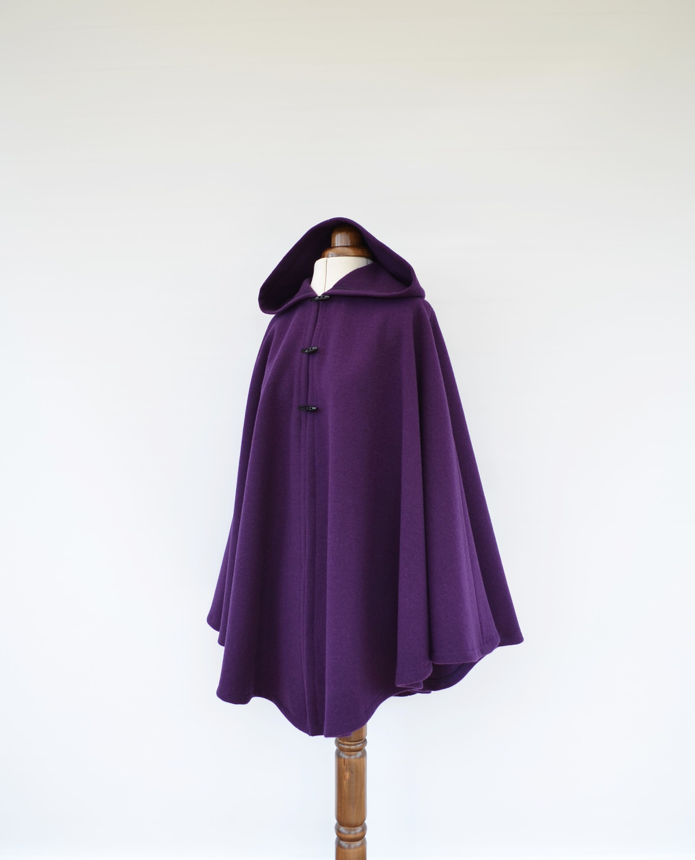 Purple Wool Cloak Cashmere Hooded Cape Jacket Purple Wool | Etsy