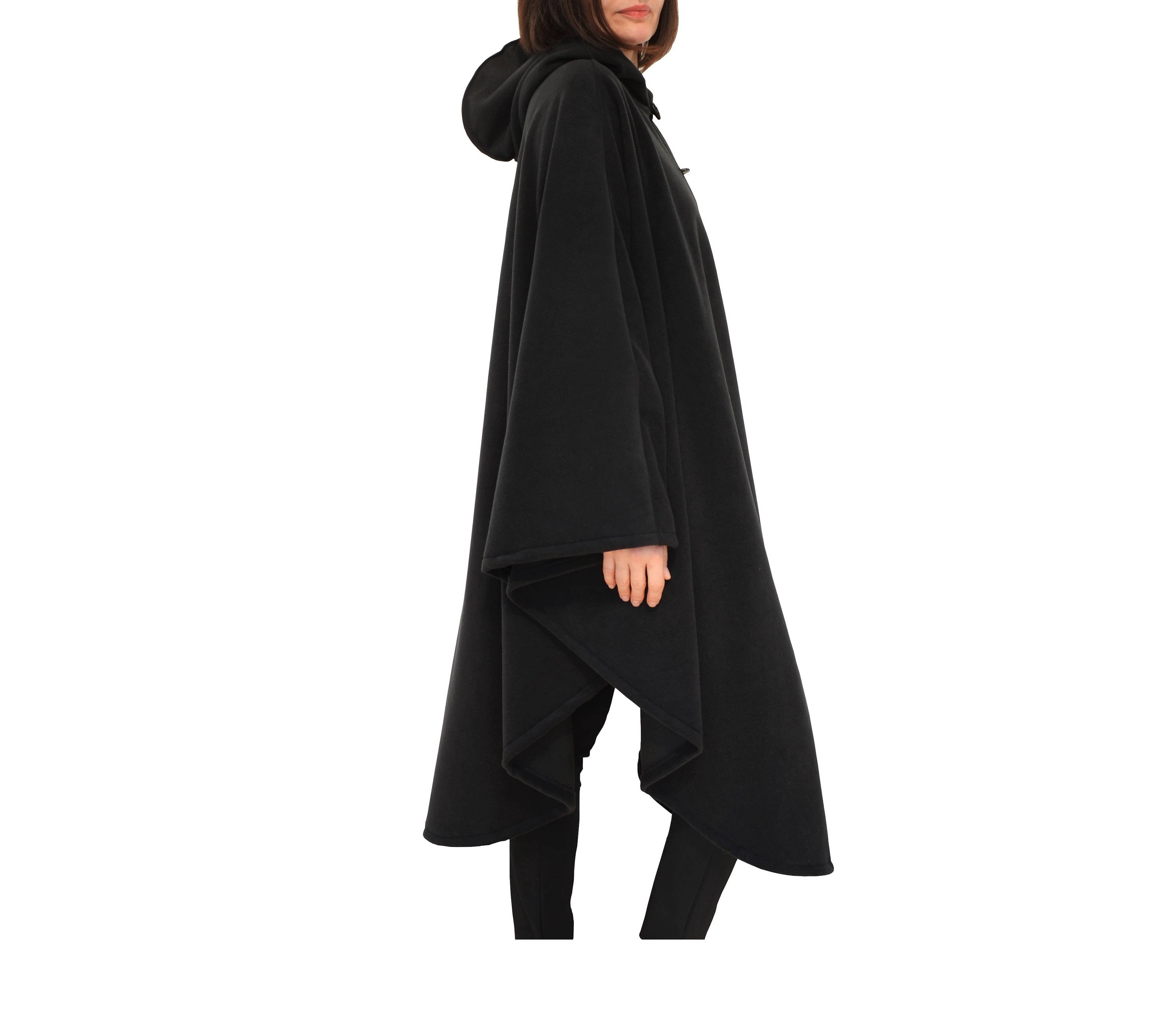 Xiaolizi Womens's Hooded Cape Coat 1130#Black / XL