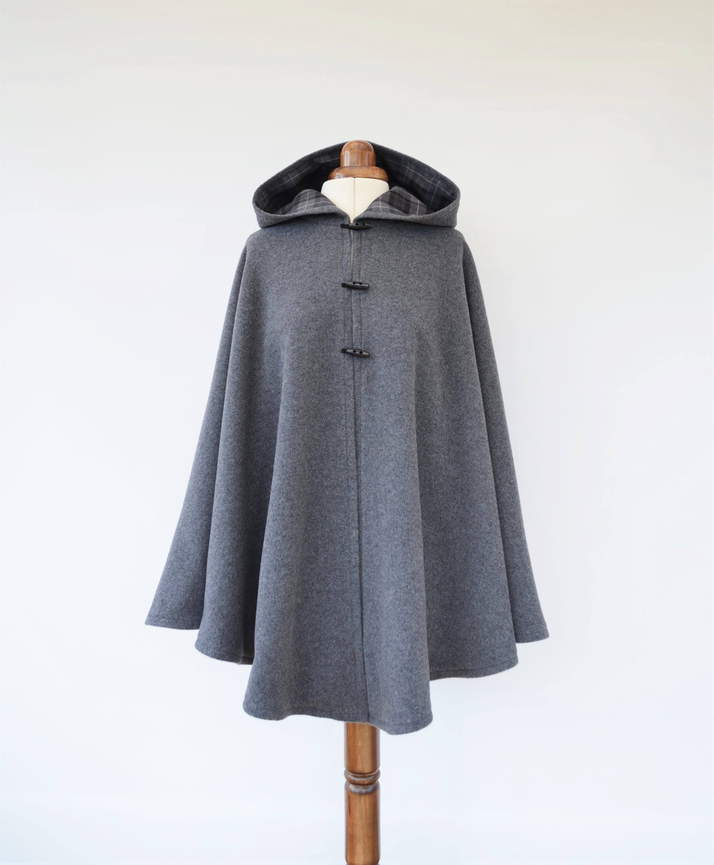 Long Coat Grey Women's Plus Size Winter Capes Wool Cape With