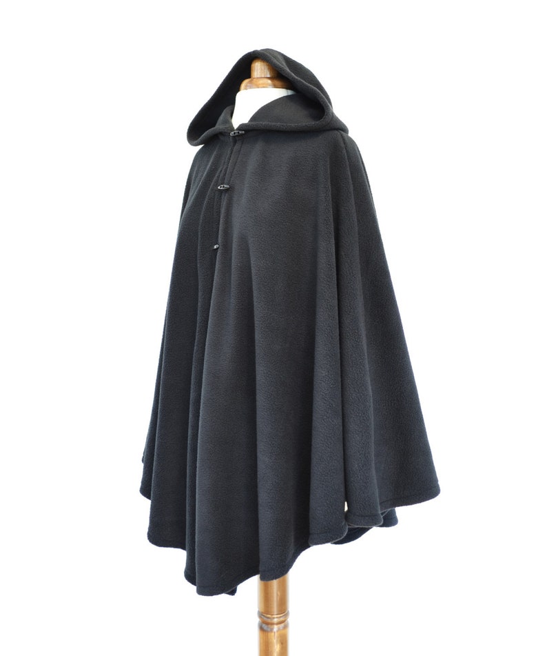 Womens' Black Handmade Cape, Black Hooded Cloak, Plus Size or Standard Size Cape Coat, Hooded Poncho image 1