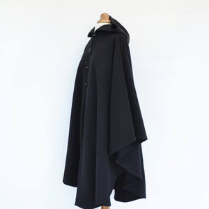 Black Wool Cashmere Cloak, Long Hooded Cape Coat, Wool Hooded Poncho ...