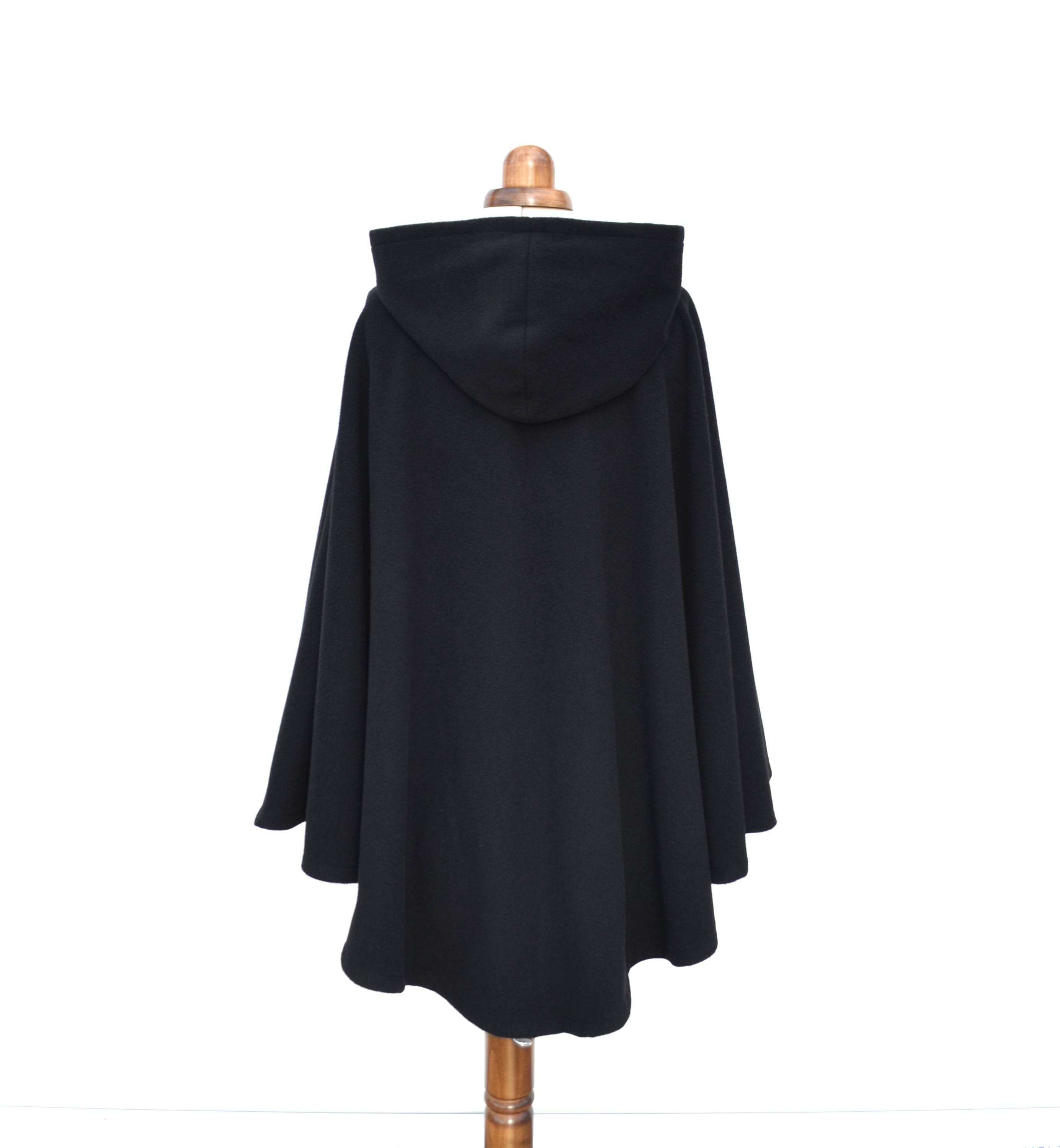 Black Wool Hooded Cape Coat, Elegant Women's Cloak - Etsy