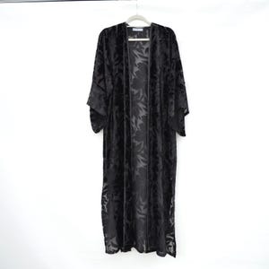 Velvet Silk Kimono Jacket: Floral Devore Boho Robe - Handmade Scotland