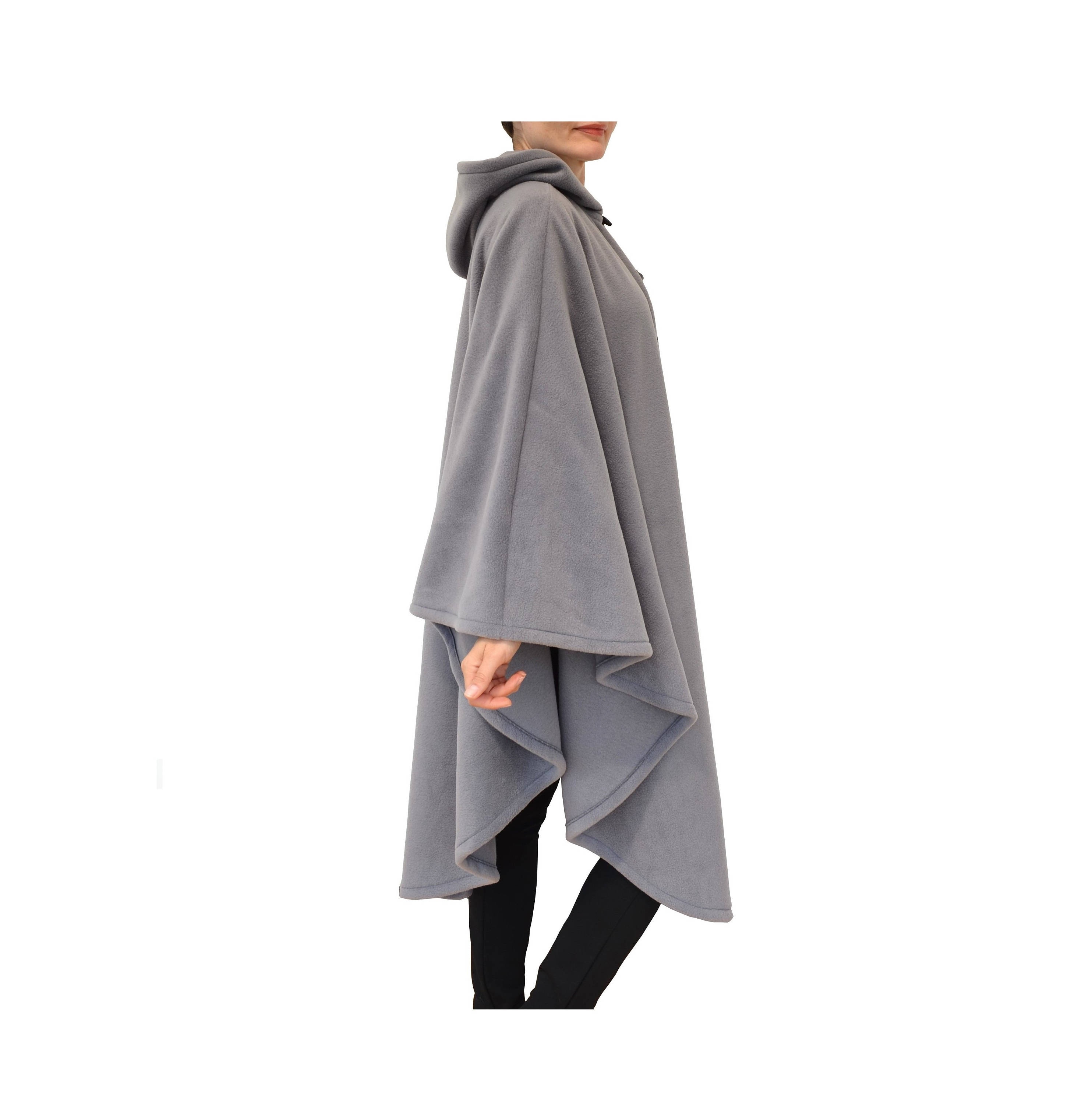 Long Black Hooded Cape Polar Fleece Poncho Medieval Style - Etsy UK