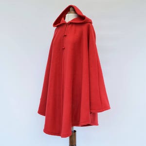 Burgundy or Red Hooded Cloak, Soft Fleece Cape Coat for Women Plus Size or Standard Size, Handmade in Scotland carmine red
