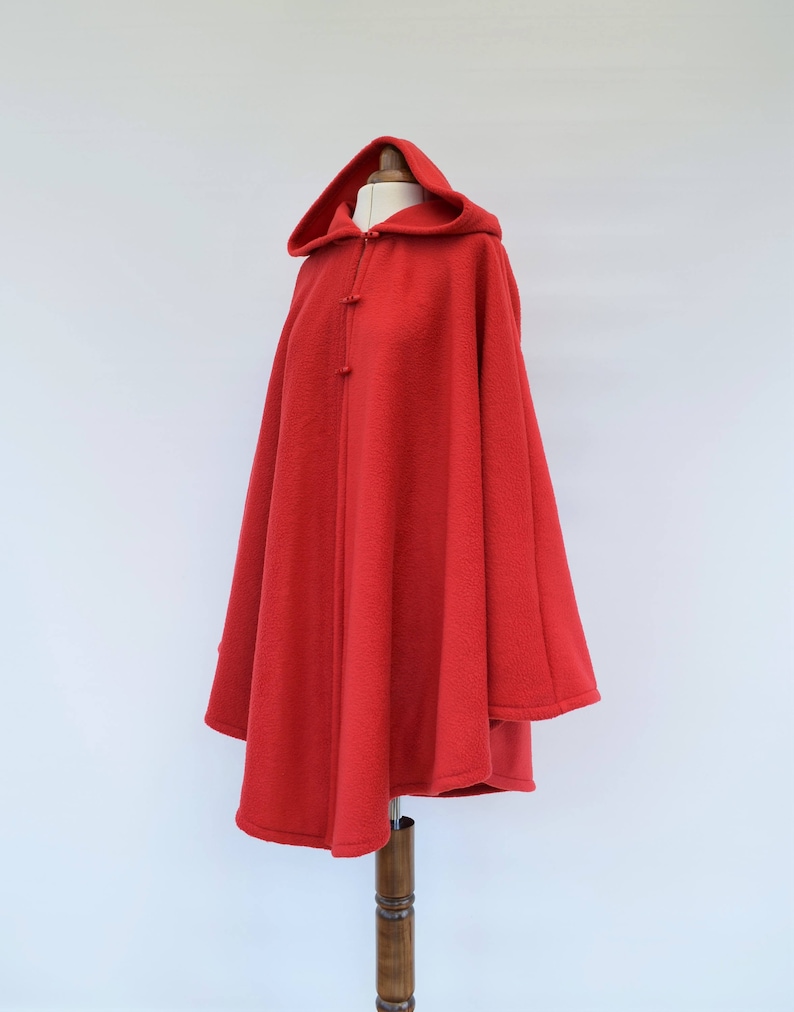 Burgundy or Red Hooded Cloak, Soft Fleece Cape Coat for Women Plus Size or Standard Size, Handmade in Scotland carmine red