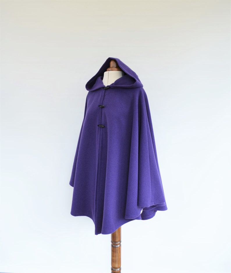 Women's Wool Hooded Cloak Purple Wool Cape Coat Purple | Etsy