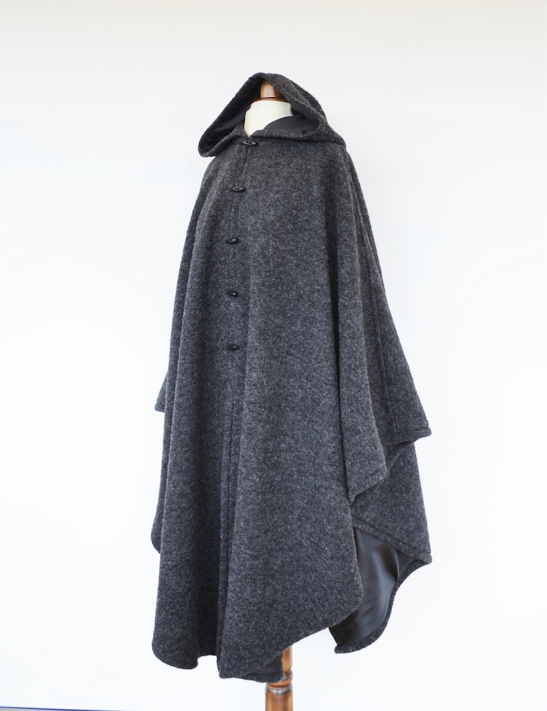 Women's Grey Wool Cape Long Hooded Cape Coat Wool Cloak Etsy