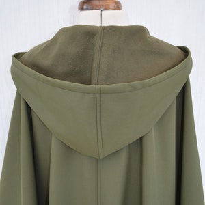 Waterproof and Windproof Cape Coat, Green or Black Hooded Cloak, Women's Outdoor Raincoat, Handmade Rain Poncho image 8