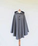 Grey Wool Cashmere Cape, Medieval Hooded Cloak, Wool Poncho, Women's Soft Woolen Coat 