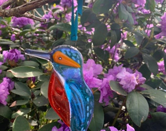 Fused Glass Kingfisher Decoration/sun catcher