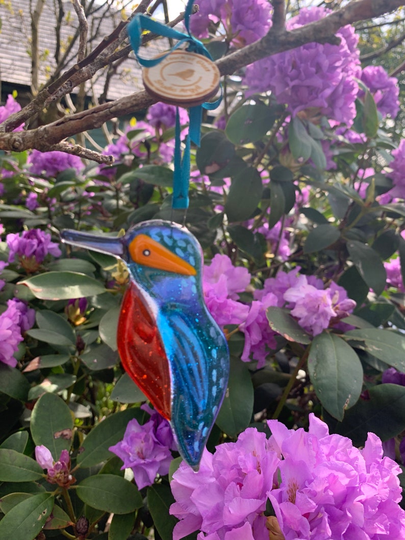 Fused Glass Kingfisher Decoration/sun Catcher Etsy UK