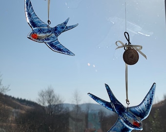 Fused Glass Swallow, garden bird decoration