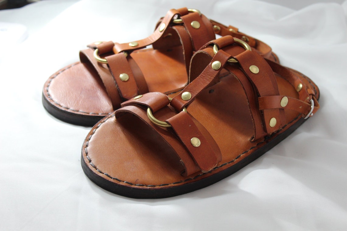 Veg Tan Leather Sandals - Etsy