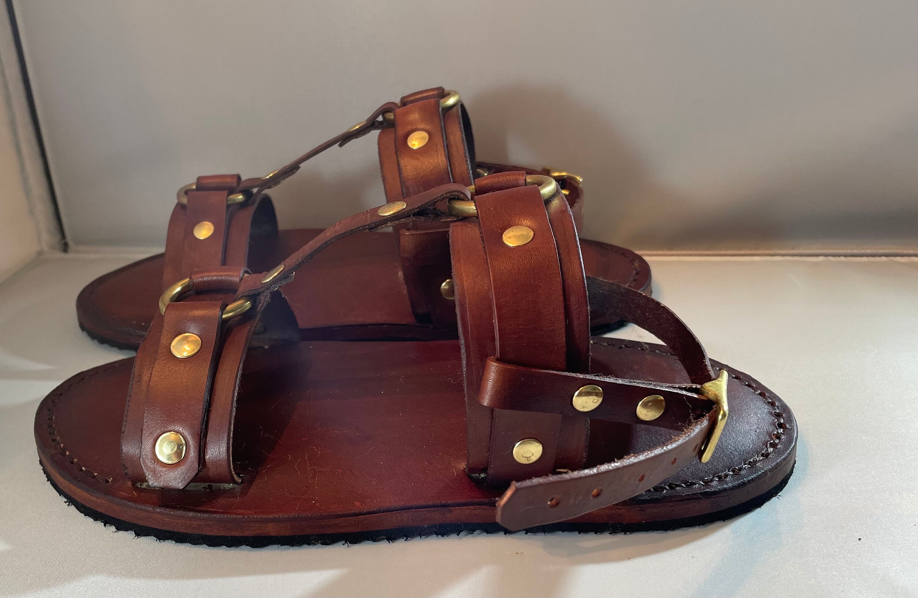 tan leather sandals