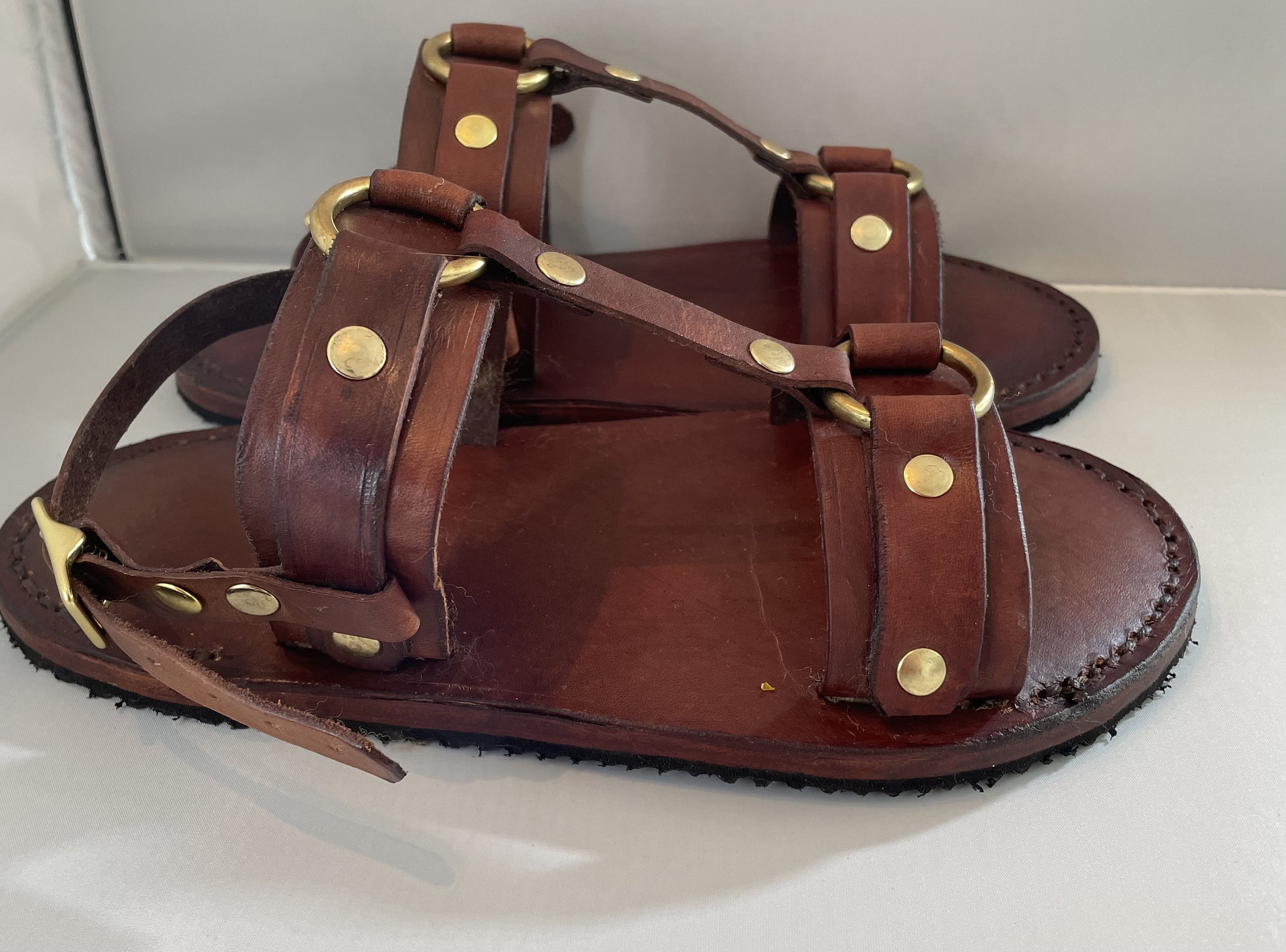 tan leather sandals