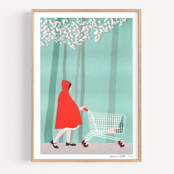 A4 Riso print - Little red riding hood - Numbered and signed limited edition