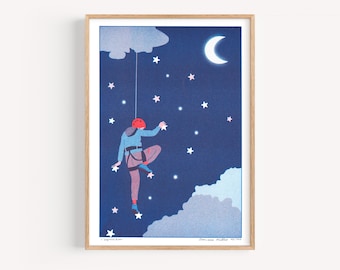 Risographie A4 - L'expédition - Tirage d'art édition limitée - Affiche escalade