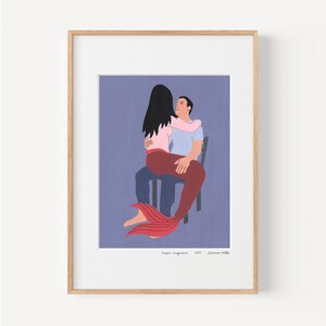 Original painting - Imaginary love - Acrylic on paper with mat - 15x20 cm - Signed
