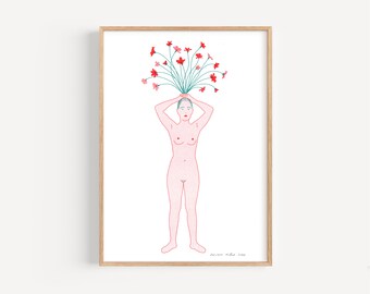 Riso print A4 - Bloom - Limited edition art print -
