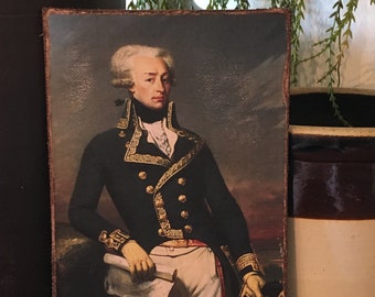 Handmade Marquis de Lafayette Antique Reproduction Colonial Primitive Patriotic Print on Canvas Board 5x7" or 8x10"