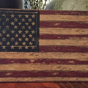 Handmade Primitive Independence Day 4th of July American Flag Print on Canvas Board 5x7" or 8x10"