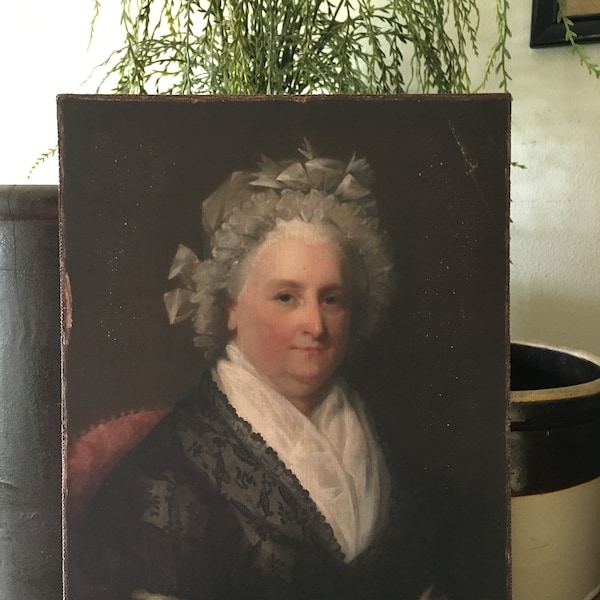 Handmade First Lady Martha Washington Antique Repro Primitive Folk Art Colonial  Patriotic Americana Print on Canvas Board 5x7" or 8x10"