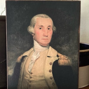 Handmade Antique Reproduction Primitive Portrait of First President George Washington Print on Canvas Board 5x7&quot; or 8x10&quot;