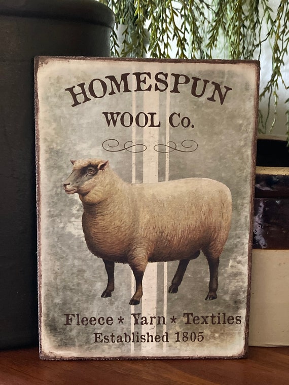 Handmade Sheep Homespun Wool Farmhouse Sign Primitive Folk Art - Etsy