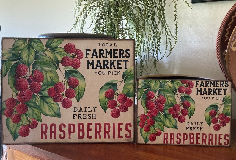 Handmade Primitive Farmhouse Summer Farmers Market Raspberries Sign ...