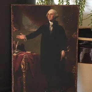 Handmade George Washington Desk Antique Reproduction Colonial Primitive Patriotic  Print on Canvas Board 5x7&quot; or 8x10&quot;