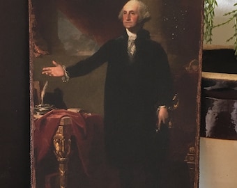 Handmade George Washington Desk Antique Reproduction Colonial Primitive Patriotic  Print on Canvas Board 5x7" or 8x10"