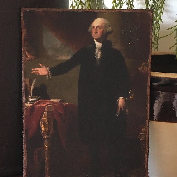 Handmade George Washington Desk Antique Reproduction Colonial Primitive Patriotic  Print on Canvas Board 5x7" or 8x10"