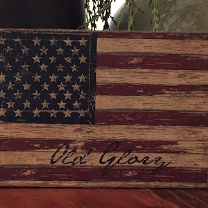 Handmade Primitive Independence Day 4th of July Old Glory American Flag Print on Canvas Board 5x7&quot; or 8x10&quot;