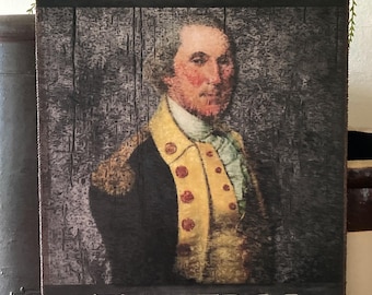 Handmade George Washington Tavern Sign  Independence Day Patriotic Primitive Colonial 4th of July Americana Print on Canvas Board 8x10"