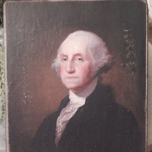 Handmade Antique Repro Primitive Folk Art Colonial President George Washington Patriotic Americana Print on Canvas Board 5x7&quot; or 8x10&quot;