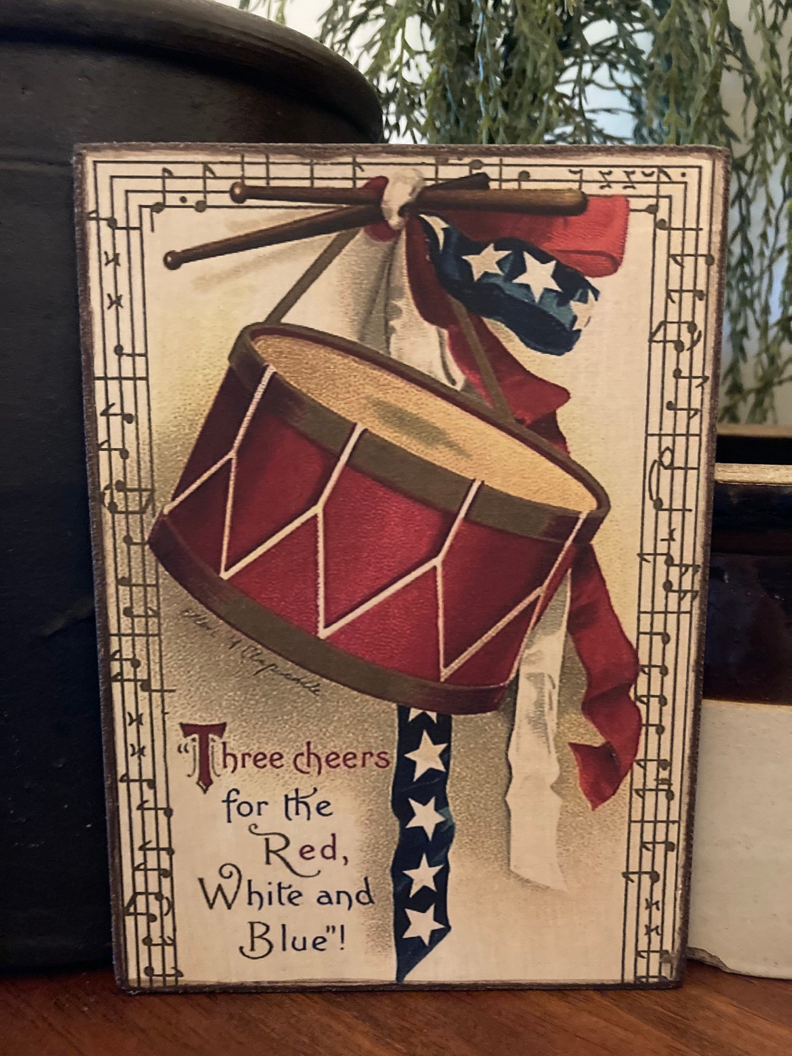 Handmade Patriotic Drum Sheet Music Independence Day Primitive Etsy