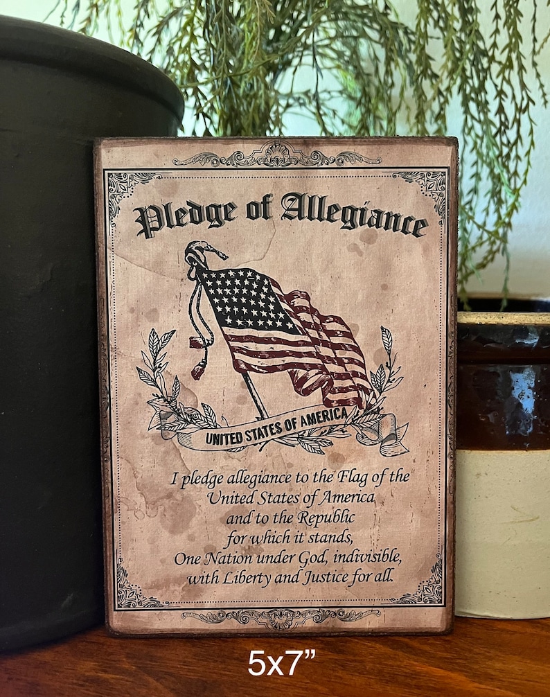 Pledge Border Handmade Independence Day Patriotic Primitive 4th of July USA Pledge of ...