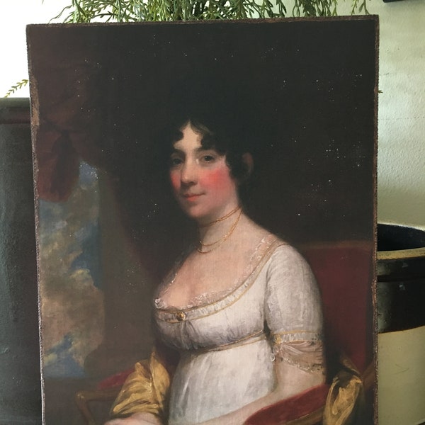 Handmade First Lady Dolley Madison Antique Reproduction Primitive Folk Art Colonial  Patriotic Americana Print on Canvas Board 5x7" or 8x10"