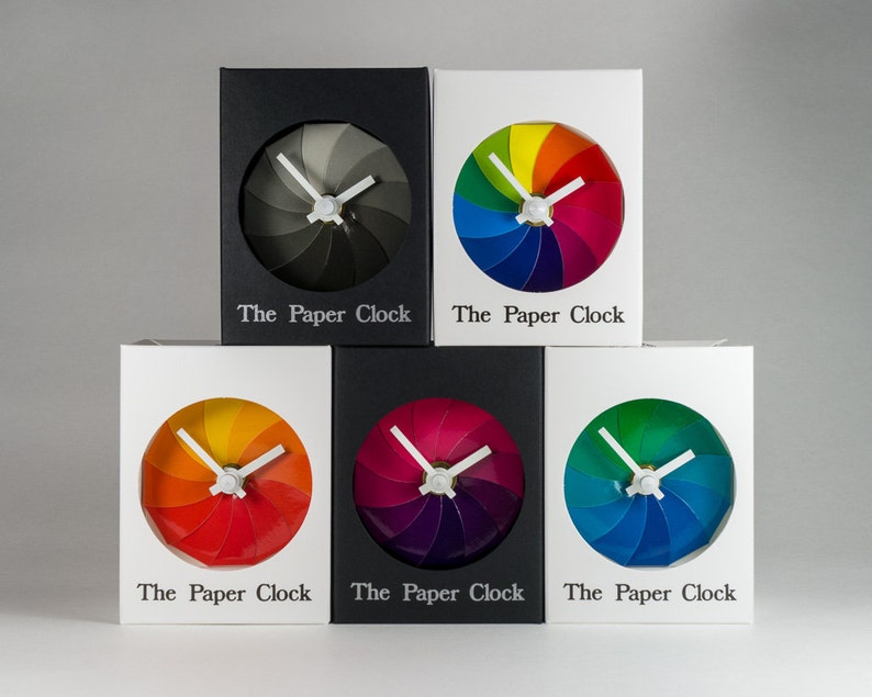 White Paper Clock modern design gift item with accurate quartz movement, and shades of gray colored face. image 4