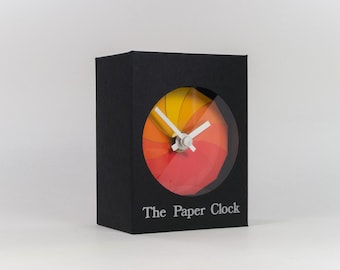 Orologio di carta nera: quadrante moderno rosso/arancione, movimento al quarzo