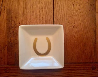 Horseshoe Jewelry Tray, Horse Gift, Equestrian Gift, Ready to Ship Gift, Horse Catch All, Good Luck Charm Vinyl Tray