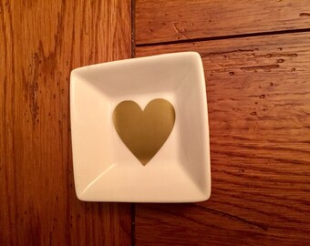 Heart Jewelry Dish, Vinyl Catch All, Gold,Silver,Red,Sky Blue, Heart Catch All,Personalized Vinyl,Bridal Party Gift, Custom Bridesmaid Gifts