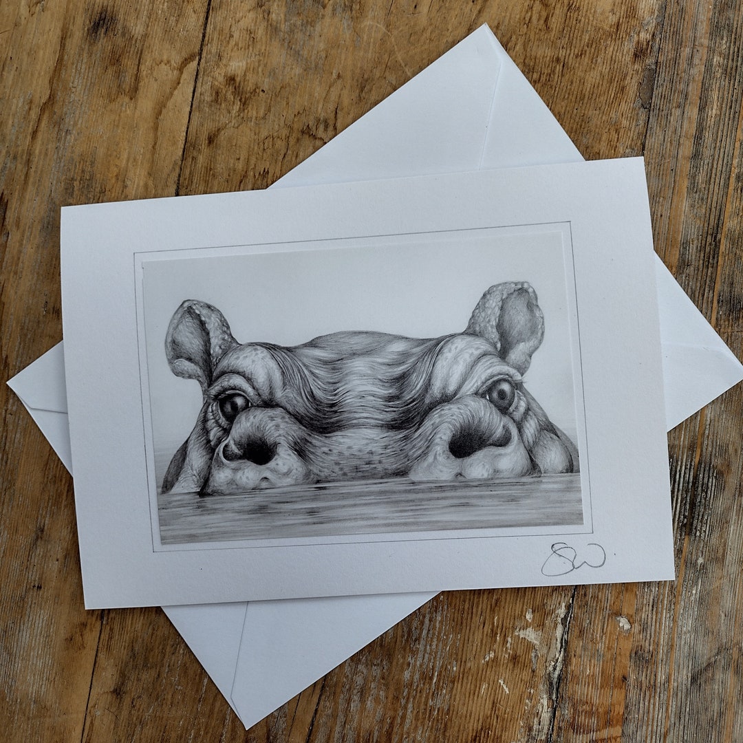 Hippo Card Hippo Cards Hippos Handmade Cards for Men Etsy