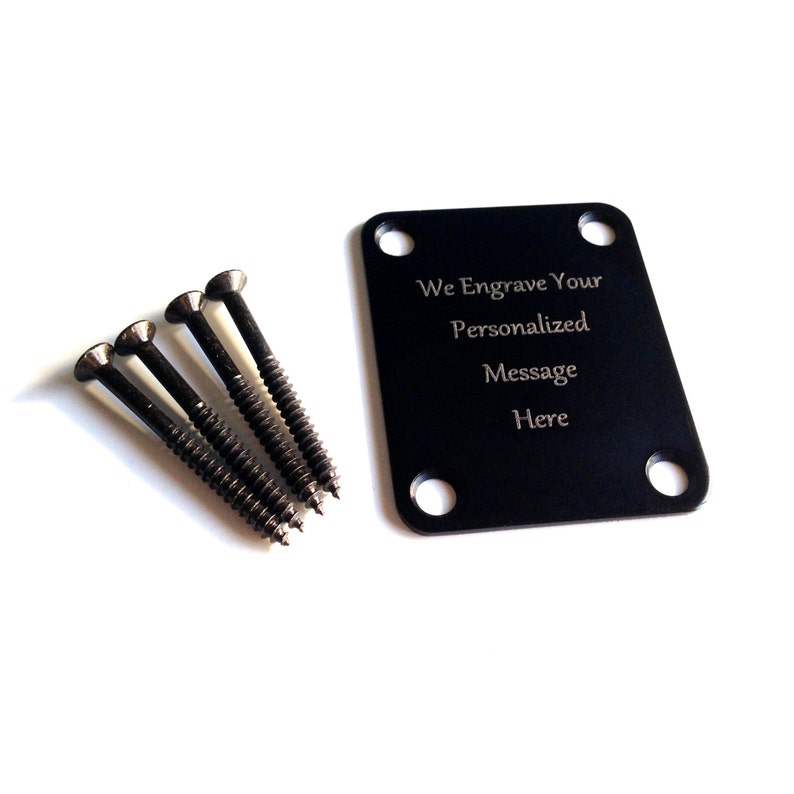 Custom Engraved Black Plated Steel Guitar Neck Plate Etsy